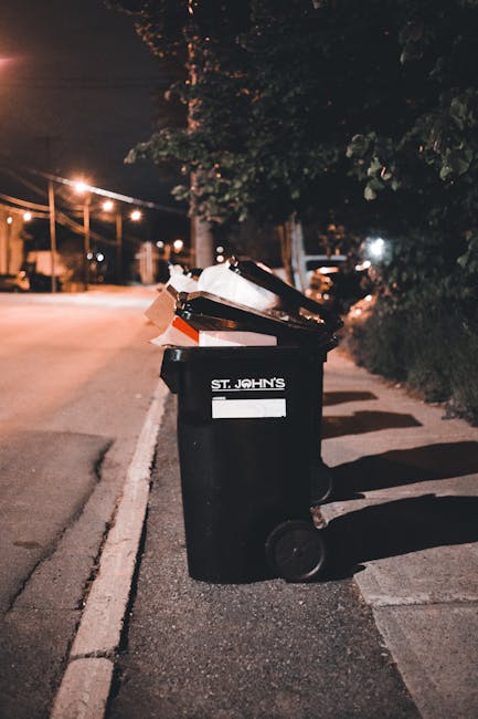 A middle-aged woman with short dark hair is seen collecting litter from a public outdoor space. She is wearing a black T-shirt with white printed text on the front and back, dark pants, and white glov
